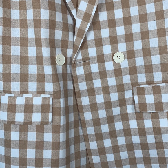 NWT ENTRO Gingham blazer style J17402 white tan fully lined!!!! Sz Sm. - Picture 5 of 10
